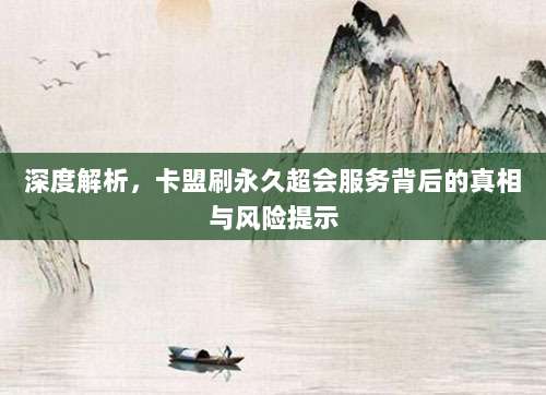 深度解析，卡盟刷永久超会服务背后的真相与风险提示