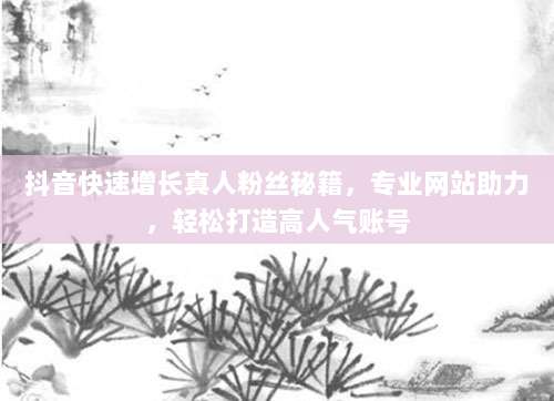 抖音快速增长真人粉丝秘籍，专业网站助力，轻松打造高人气账号
