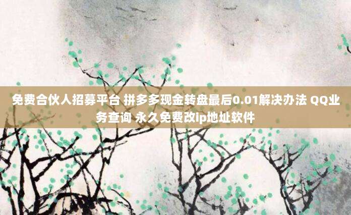 免费合伙人招募平台 拼多多现金转盘最后0.01解决办法 QQ业务查询 永久免费改ip地址软件