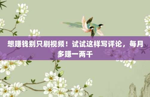 想赚钱别只刷视频！试试这样写评论，每月多赚一两千