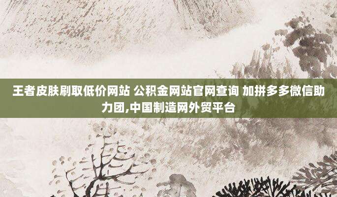 王者皮肤刷取低价网站 公积金网站官网查询 加拼多多微信助力团,中国制造网外贸平台